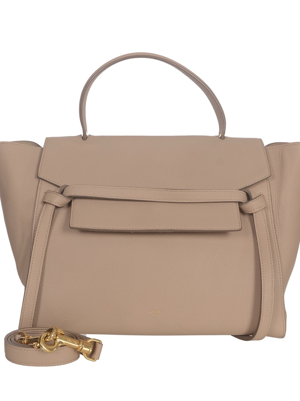 ♥️Celine Mini Taupe Leather Top-Handle Satchel Belt Leather Handbag♥️